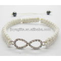 Diamante 8 shape silver color alloy white wire woven Bracelet